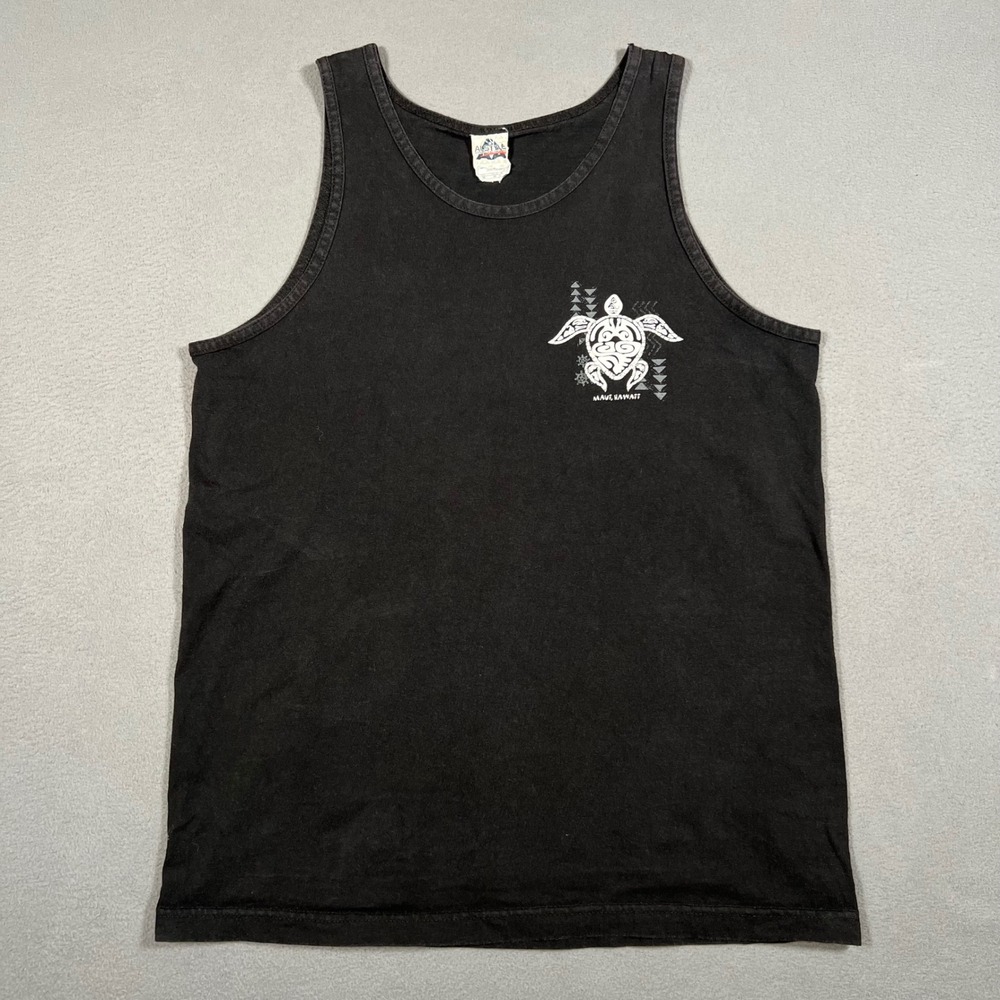 Vintage Maui Hawaii Tank Top Mens Medium Black Turtle Graphic Sleeveless T Shirt - Picture 3 of 6